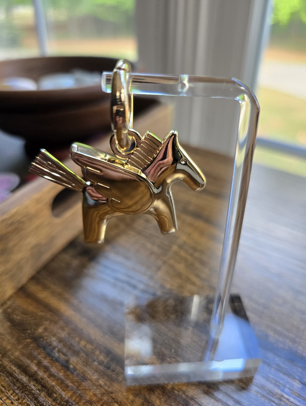 Gold-tone Pegasus Horse Charm Keyring